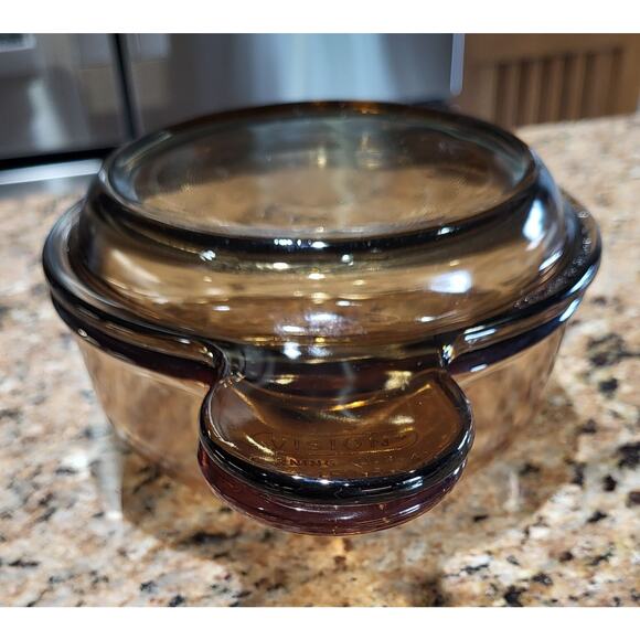 Vision Corning Amber Grab It Bowl V-150-B With Lid - Picture 10 of 13